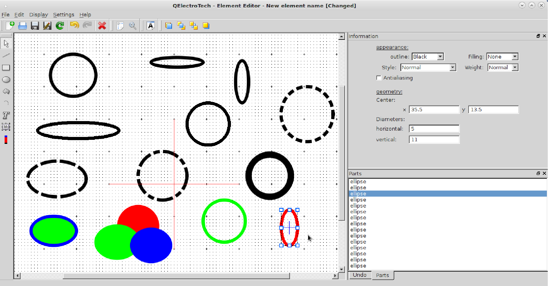 Ellipse tool in QElectroTech