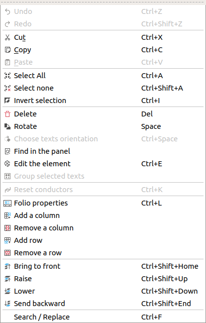 Menu bar — QElectroTech 2020 documentation